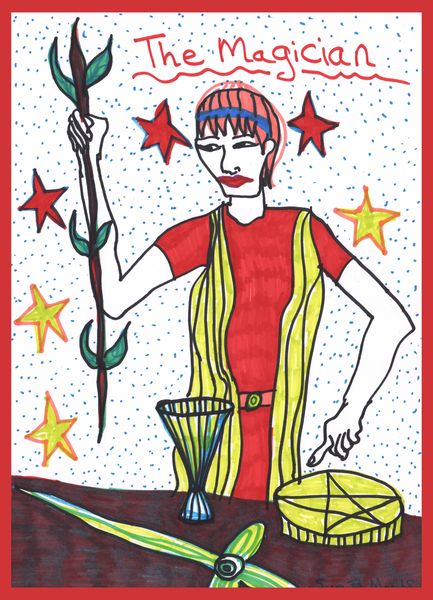 Tarot of the Younger Self: the Magician. 
		A drawing by Sushila Burgess.