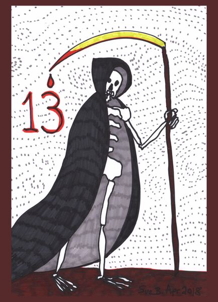 Tarot of the Younger Self: Death. 
		A drawing by Sushila Burgess.