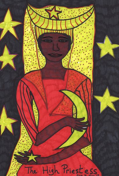Tarot of the Younger Self: the High Priestess. 
		A drawing by Sushila Burgess.