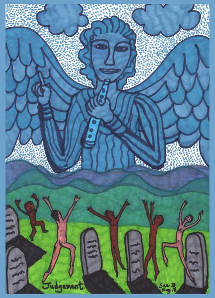 Tarot of the Younger Self: Judgement. 
		A drawing by Sushila Burgess.