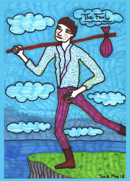 Tarot of the Younger Self: The Fool. 
		A drawing by Sushila Burgess.