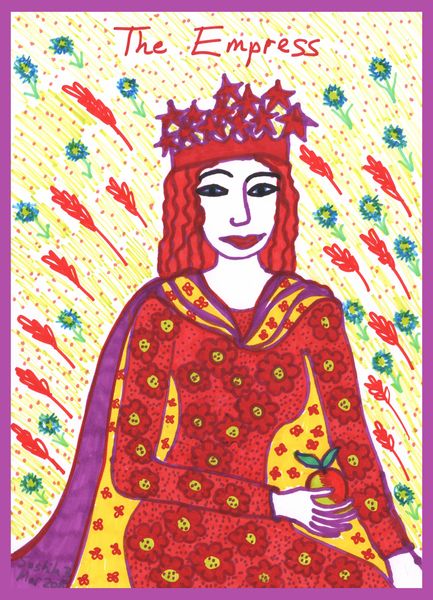 Tarot of the Younger Self: the Empress. 
		A drawing by Sushila Burgess.