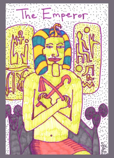 Tarot of the Younger Self: the Emperor. 
		A drawing by Sushila Burgess.