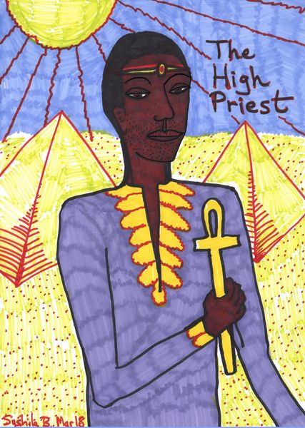 Tarot of the Younger Self: the High Priest. 
		A drawing by Sushila Burgess.