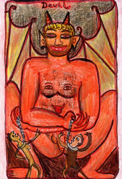 The Glowing Tarot Major Arcana 15. A drawing by Sushila Burgess.