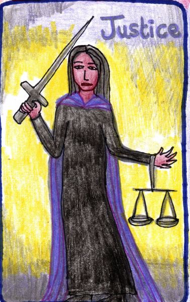 The Glowing Tarot Major Arcana 8. A drawing by Sushila Burgess.