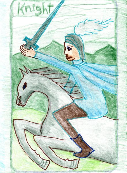 The Glowing Tarot Swords 12. A drawing by Sushila Burgess.