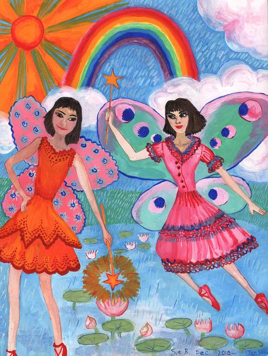 Lily Pond Fairies paintings by Sushila Burgess.
