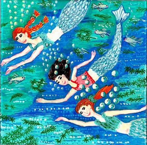 Mermaid Race painting by Sushila Burgess.